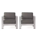Cape Coral 2pk Aluminum Patio Club Chair - Gray - Christopher Knight Home: Weather-Resistant, Modern Design