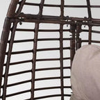 Pitner Wicker Swivel Egg Chair - Dark Brown/Beige - Christopher Knight Home: Weather-Resistant Polyester Cushion, Iron Frame
