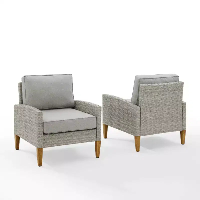 Capella Outdoor Wicker 2 Pc Chair Set Gray/Acorn - Crosley