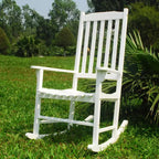 Traditional Patio Rocking Chair - Merry Products: Acacia Wood, Water-Resistant, White