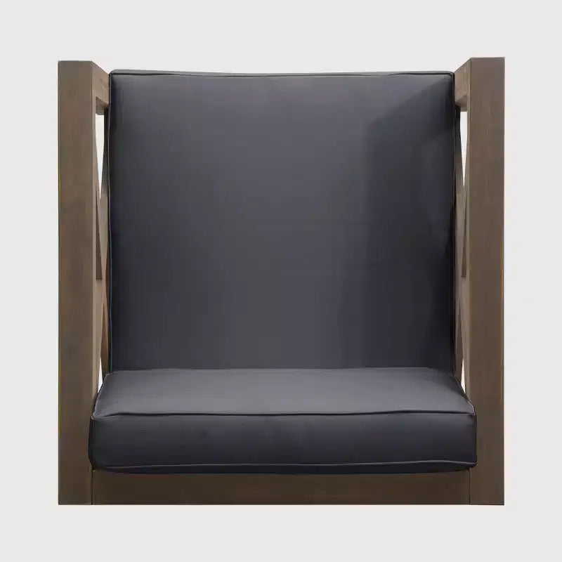 Brava 2pk Acacia Wood Club Chairs - Gray/Dark Gray - Christopher Knight Home: Water-Resistant Patio Furniture