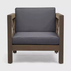 Brava 2pk Acacia Wood Club Chairs - Gray/Dark Gray - Christopher Knight Home: Water-Resistant Patio Furniture