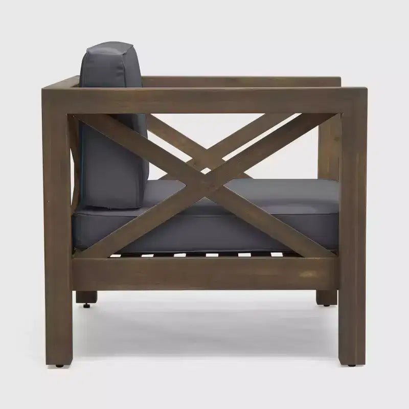 Brava 2pk Acacia Wood Club Chairs - Gray/Dark Gray - Christopher Knight Home: Water-Resistant Patio Furniture