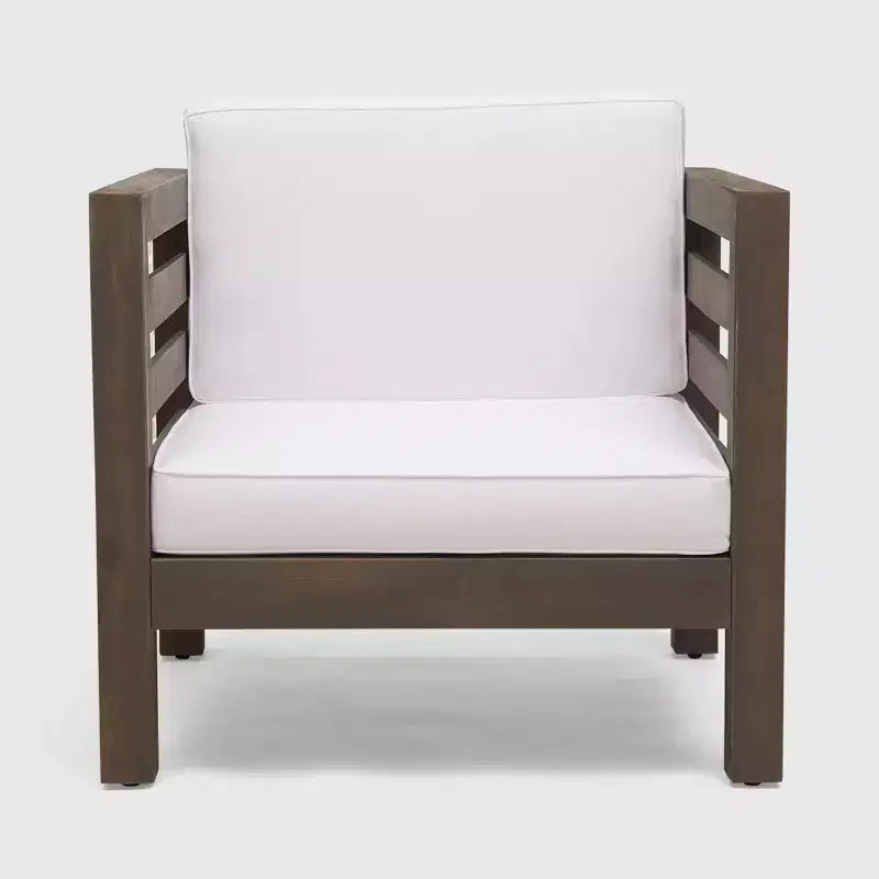 Oana 2pk Acacia Wood Club Chairs - Gray/White - Christopher Knight Home