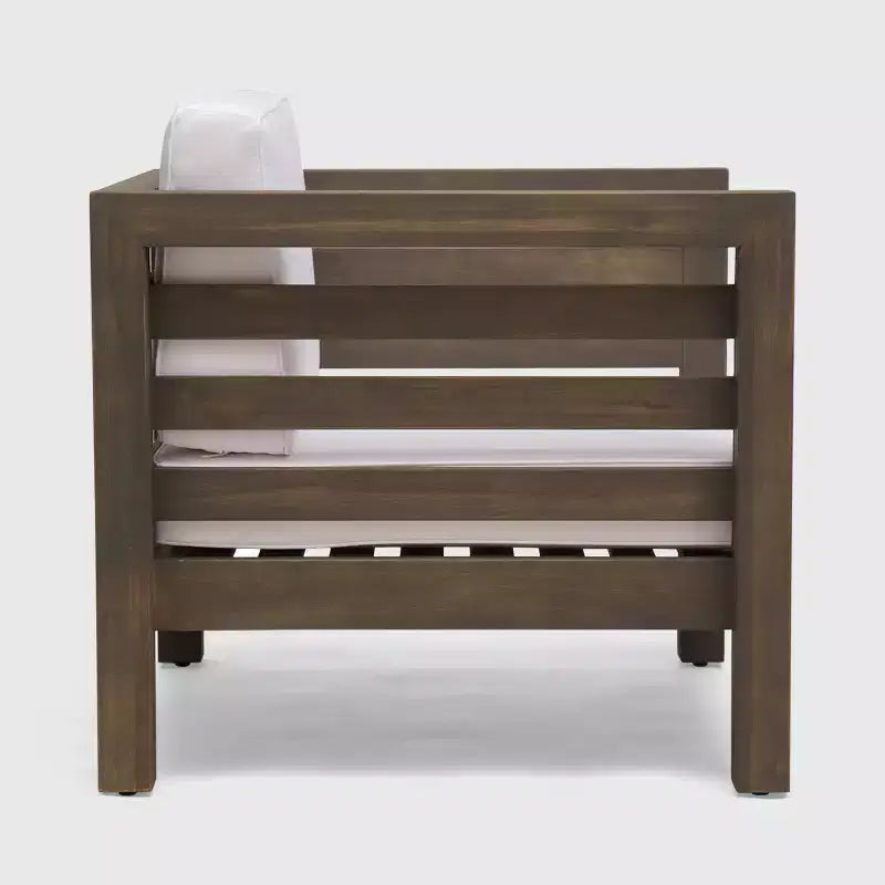 Oana 2pk Acacia Wood Club Chairs - Gray/White - Christopher Knight Home