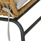 Banya Set 2 Sedie da Giardino in Vimini con Cuscini - Marrone Chiaro/Beige/Nero - Christopher Knight Home: Sedute da Esterno, Rattan PE, Telaio in Metallo