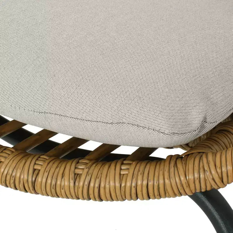 Banya Set 2 Sedie da Giardino in Vimini con Cuscini - Marrone Chiaro/Beige/Nero - Christopher Knight Home: Sedute da Esterno, Rattan PE, Telaio in Metallo