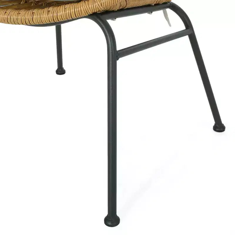 Banya Set 2 Sedie da Giardino in Vimini con Cuscini - Marrone Chiaro/Beige/Nero - Christopher Knight Home: Sedute da Esterno, Rattan PE, Telaio in Metallo