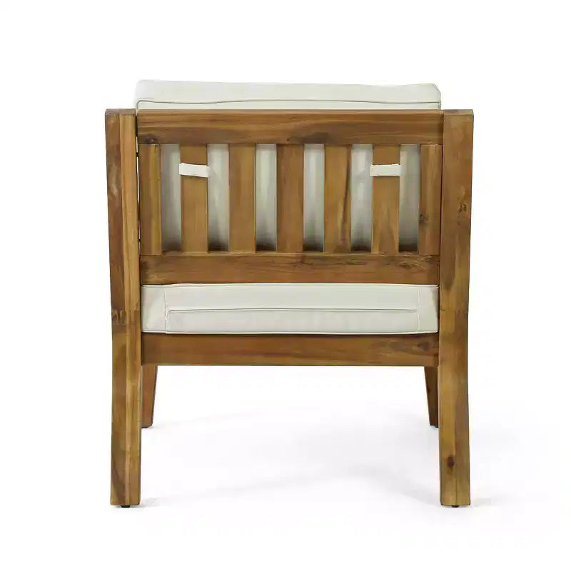 Christopher Knight Home Rossville Acacia Wood Outdoor Patio Club Chair with Cushions Teak/Beige