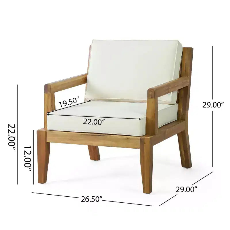 Christopher Knight Home Rossville Acacia Wood Outdoor Patio Club Chair with Cushions Teak/Beige