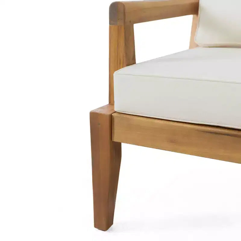 Christopher Knight Home Rossville Acacia Wood Outdoor Patio Club Chair with Cushions Teak/Beige