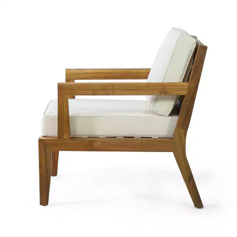 Christopher Knight Home Rossville Acacia Wood Outdoor Patio Club Chair with Cushions Teak/Beige