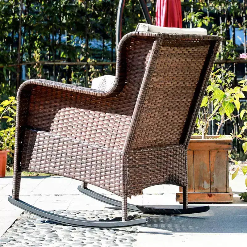 Sunsitt Resina Intrecciata da Esterno, Dondolo con Cuscini in Olefina Beige