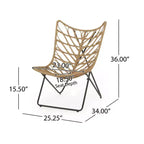 Christopher Knight Home 2 poltrone da esterno Byson in vimini per patio, marrone chiaro/nero