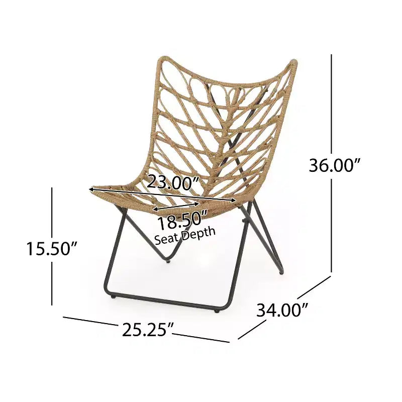 Christopher Knight Home 2 poltrone da esterno Byson in vimini per patio, marrone chiaro/nero