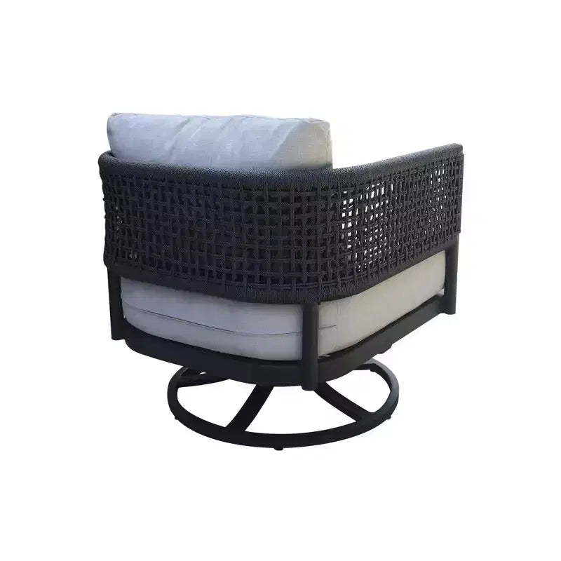 International Concepts Outdoor Patio Chair Woven Abaca Rope Swivel Rocking Chair with Cushion