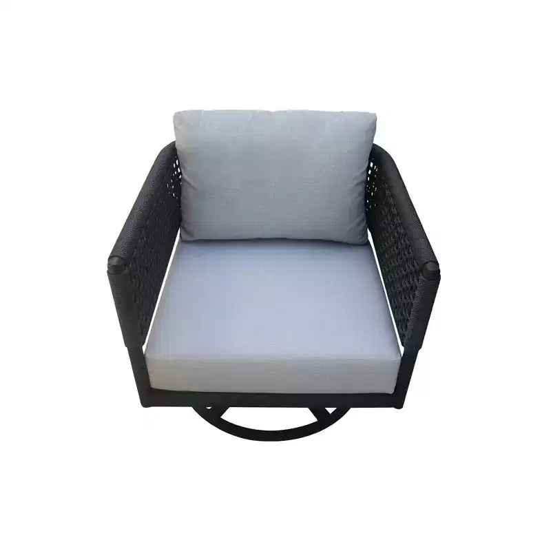 International Concepts Outdoor Patio Chair Woven Abaca Rope Swivel Rocking Chair with Cushion