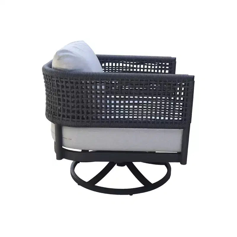 International Concepts Outdoor Patio Chair Woven Abaca Rope Swivel Rocking Chair with Cushion