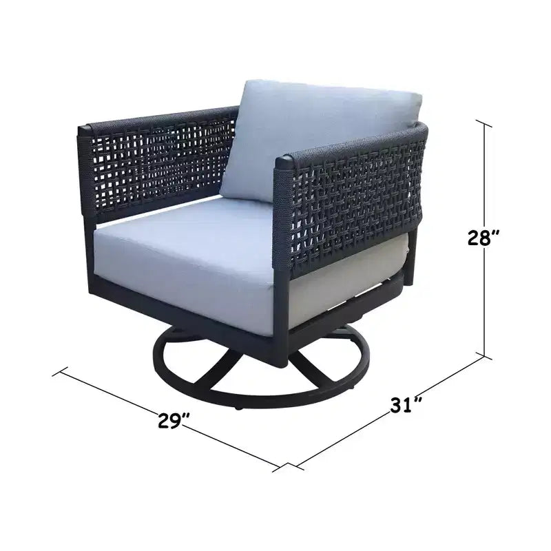 International Concepts Outdoor Patio Chair Woven Abaca Rope Swivel Rocking Chair with Cushion