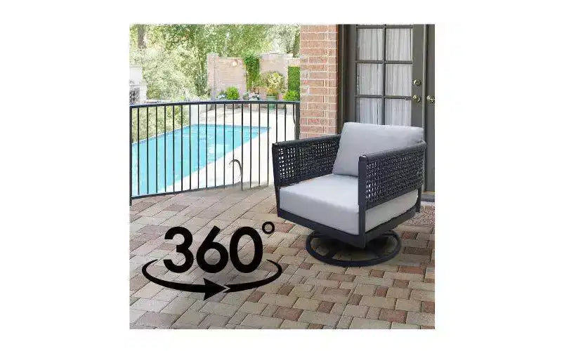 International Concepts Outdoor Patio Chair Woven Abaca Rope Swivel Rocking Chair with Cushion
