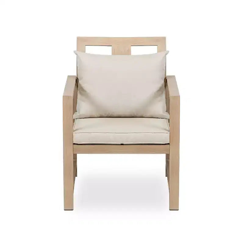 Greemotion 2pc Bordeaux Outdoor Brushed Metal Arm Patio Chair with Cushions Brown: Aluminum Frame, UV & Weather-Resistant