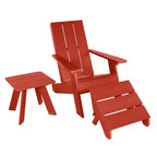 Set Italica da 3 pezzi con sedia Adirondack moderna, tavolino e poggiapiedi pieghevole - Rosso rustico - highwood: resistente alle intemperie, 12 anni di garanzia