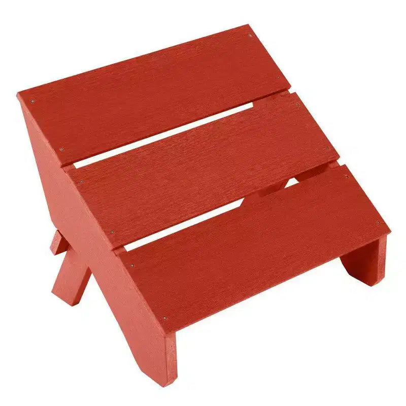 Set Italica da 3 pezzi con sedia Adirondack moderna, tavolino e poggiapiedi pieghevole - Rosso rustico - highwood: resistente alle intemperie, 12 anni di garanzia