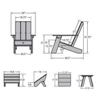 Set Italica da 3 pezzi con sedia Adirondack moderna, tavolino e poggiapiedi pieghevole - Rosso rustico - highwood: resistente alle intemperie, 12 anni di garanzia