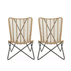 2pk Galtin Outdoor Iron/Wicker Accent Chairs: UV-Resistant, Weatherproof - Christopher Knight Home