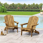 2pk Bellwood Outdoor Acacia Wood Folding Adirondack Chairs Natural - Christopher Knight Home: Weather-Resistant with Cup Holders