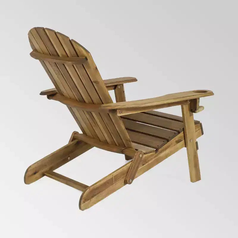 2pk Bellwood Outdoor Acacia Wood Folding Adirondack Chairs Natural - Christopher Knight Home: Weather-Resistant with Cup Holders
