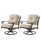 2pk Aluminum Outdoor Deep Seating Swivel Rocking Club Chairs: Weather-Resistant, UV-Protected - Oakland Living