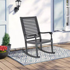 Outdoor Acacia Wood Rocking Chair - Captiva Designs: UV & Water-Resistant, Powder-Coated Frame, Fixed Arms