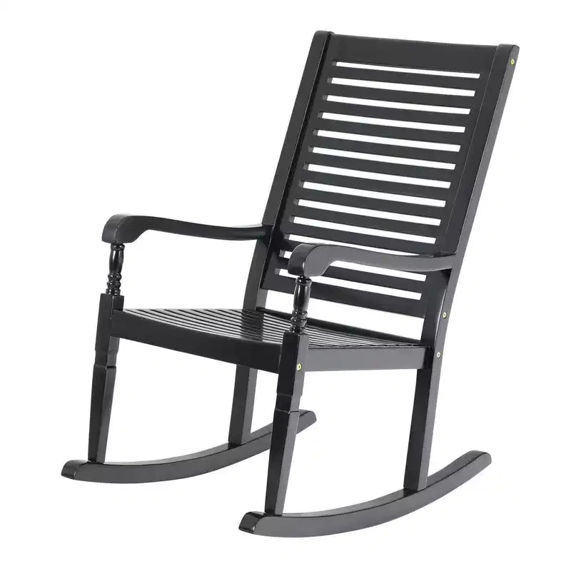 Outdoor Acacia Wood Rocking Chair - Captiva Designs: UV & Water-Resistant, Powder-Coated Frame, Fixed Arms