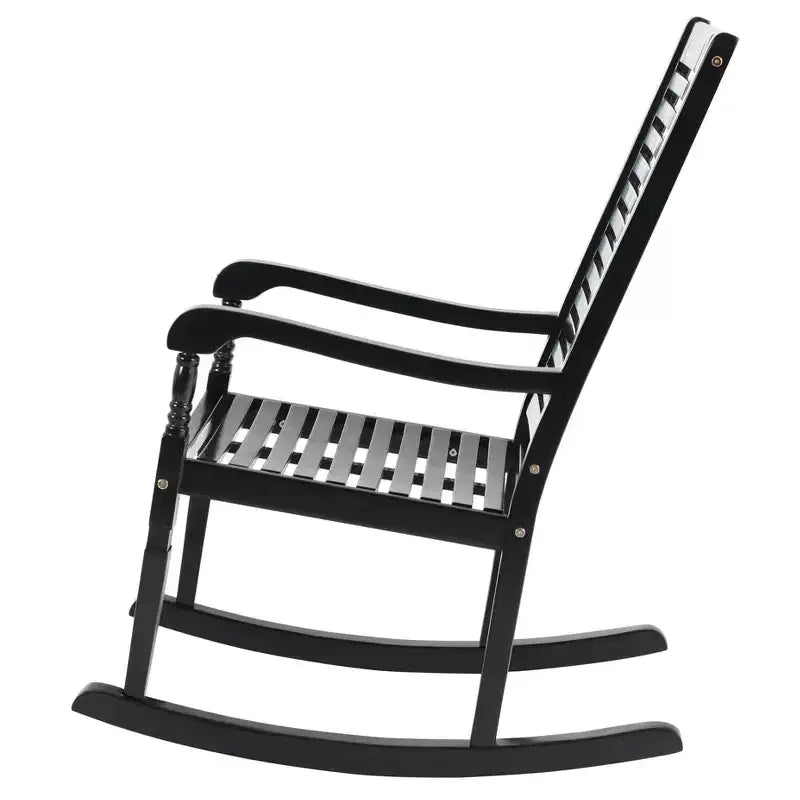 Outdoor Acacia Wood Rocking Chair - Captiva Designs: UV & Water-Resistant, Powder-Coated Frame, Fixed Arms