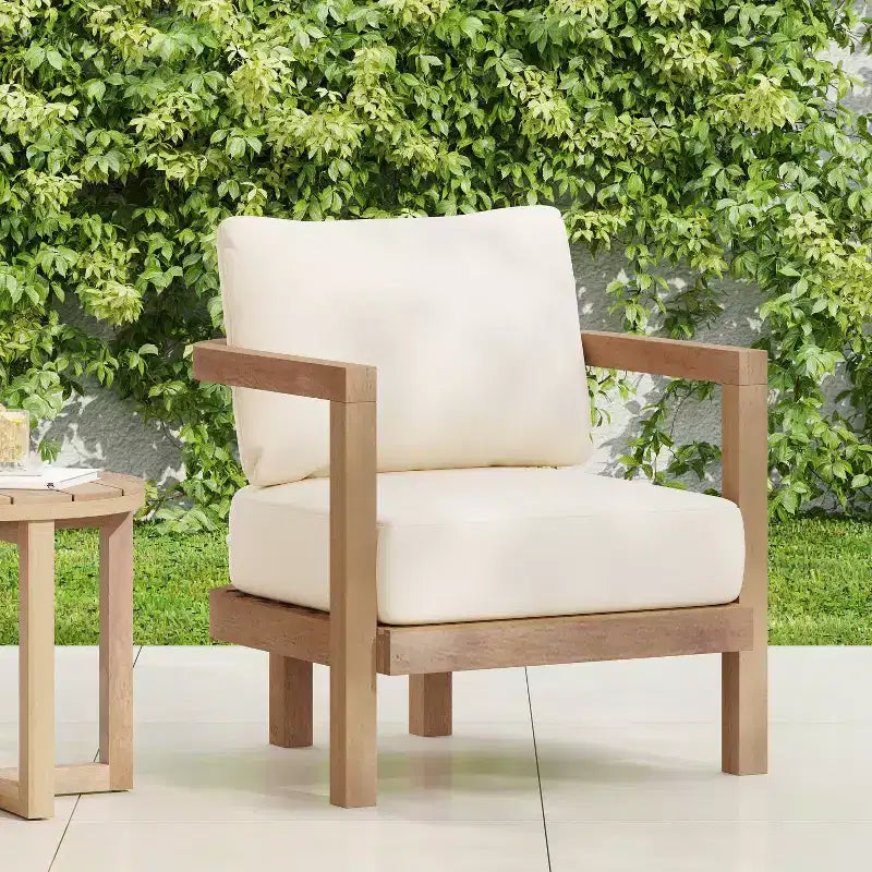Christopher Knight Home Wichita Outdoor Acacia Club Chair with Cushions Brown/Beige