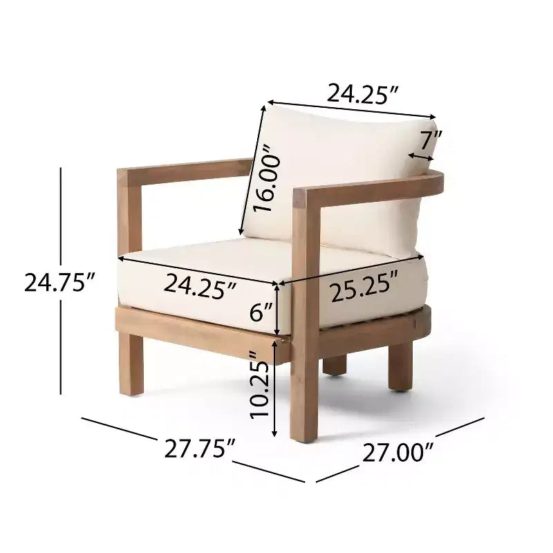 Christopher Knight Home Wichita Outdoor Acacia Club Chair with Cushions Brown/Beige