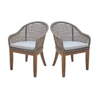 International Concepts 2pc Outdoor Teak Patio Chairs with Cushions: Quick-Drying, Foam-Filled, Spot Clean