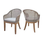 International Concepts, sedie da patio da esterno in teak, 2 pezzi, con cuscini: ad asciugatura rapida, imbottiti in schiuma, lavabili a macchia