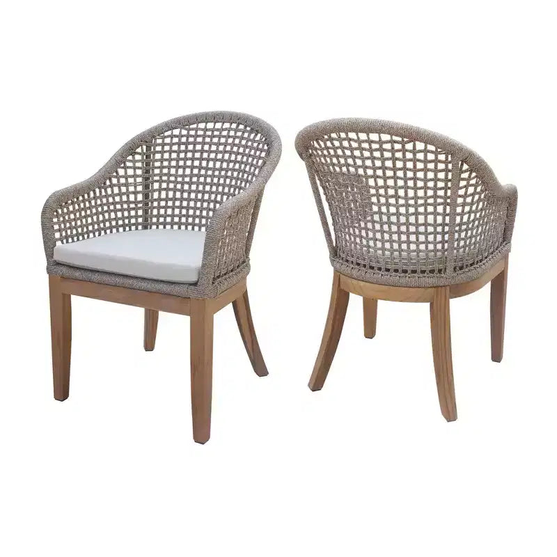 International Concepts, sedie da patio da esterno in teak, 2 pezzi, con cuscini: ad asciugatura rapida, imbottiti in schiuma, lavabili a macchia