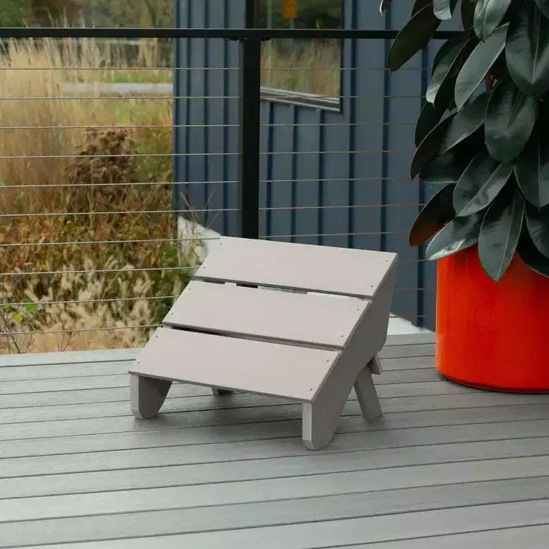 Italica 2pc Modern Adirondack Chair and Folding Ottoman - Coastal Teak - highwood