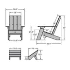 Italica 2pc Modern Adirondack Chair and Folding Ottoman - Coastal Teak - highwood