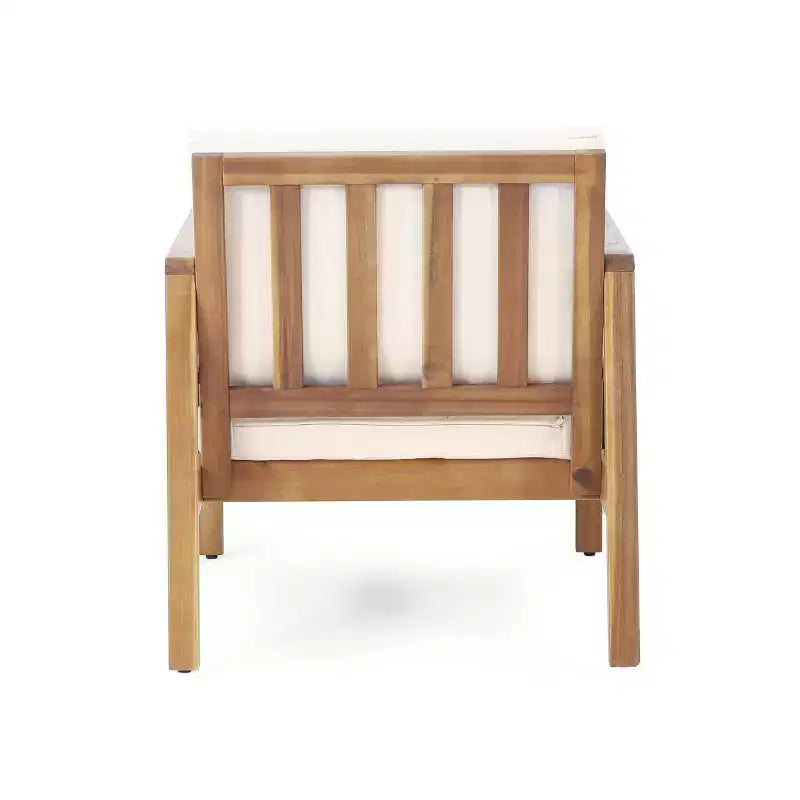 2pk Elias Outdoor Acacia Wood Club Chairs with Cushions Teak/Beige - Christopher Knight Home: Weather-Resistant, UV Protection, Iron Frame