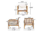 2pk Elias Outdoor Acacia Wood Club Chairs with Cushions Teak/Beige - Christopher Knight Home: Weather-Resistant, UV Protection, Iron Frame