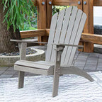 Sonoma Lane Channing Teak Outdoor Adirondack Chair Weathered Gray with Cup Holder – Weather-Resistant