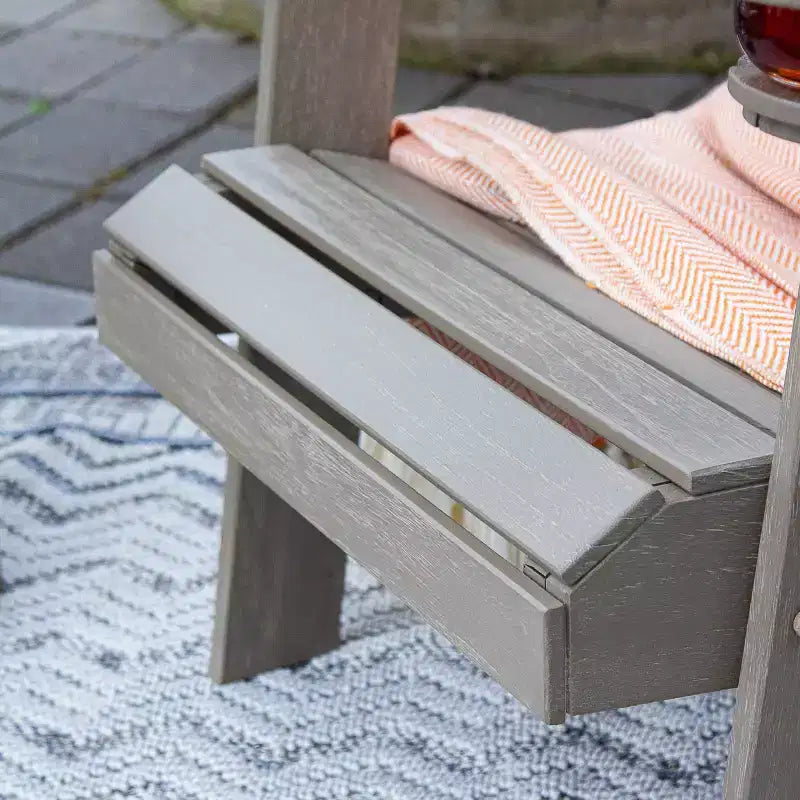 Sonoma Lane Channing Teak Outdoor Adirondack Chair Weathered Gray with Cup Holder – Weather-Resistant