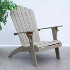 Sonoma Lane Channing Teak Outdoor Adirondack Chair Weathered Gray with Cup Holder – Weather-Resistant