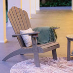 Sonoma Lane Channing Teak Outdoor Adirondack Chair Weathered Gray with Cup Holder – Weather-Resistant