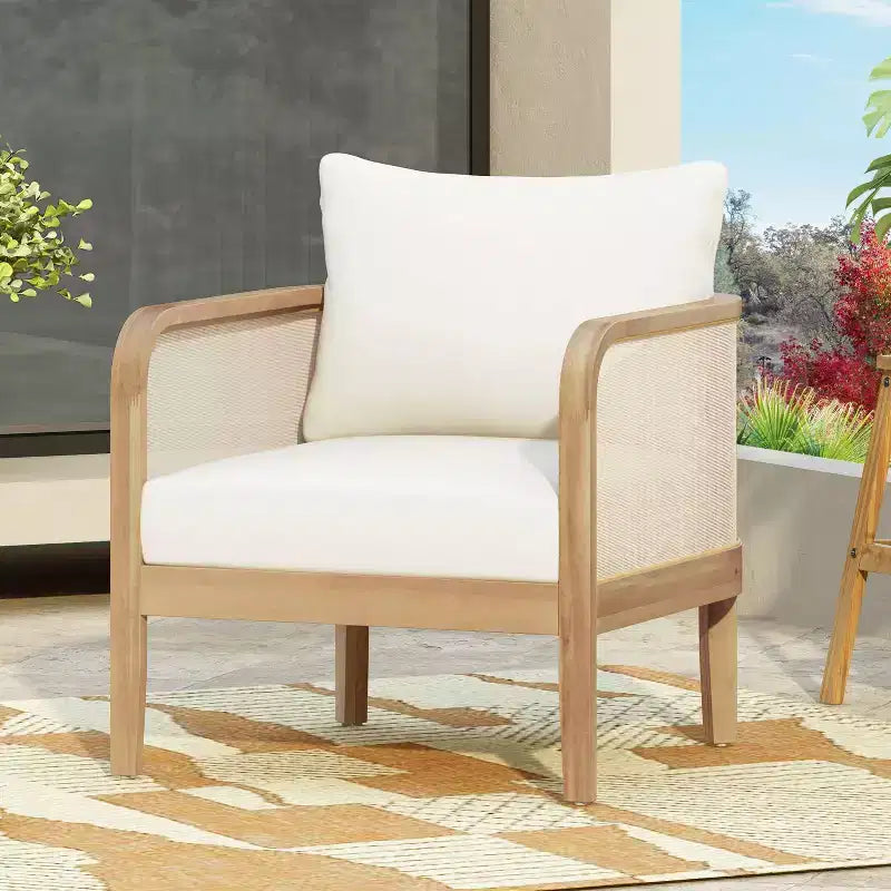 Christopher Knight Home Linksy Poltrona Club Moderna da Esterno in Acacia con Cuscino Idrorepellente