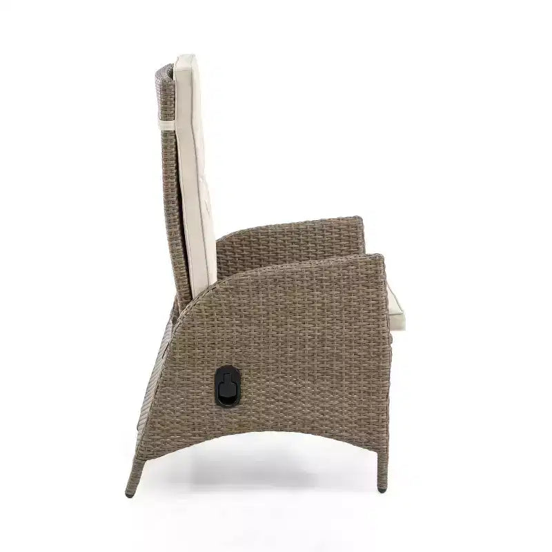Greemotion 4 sedie da giardino reclinabili ammortizzate Garda con poggiapiedi beige: telaio in alluminio, resistenti allo sbiadimento e ai raggi UV